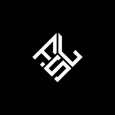 Siyah arkaplanda FSL harf logosu tasarımı. FSL yaratıcı harflerin baş harfleri logo kavramı. FSL harf tasarımı.