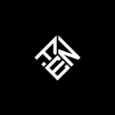 Siyah arka planda FEN harf logosu tasarımı. FEN yaratıcı harflerin baş harfleri logo kavramı. FEN harf tasarımı.