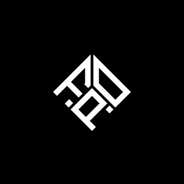 Siyah arka planda FPO harfi logo tasarımı. FPO yaratıcı harflerin baş harfleri logo kavramı. FPO harf tasarımı.