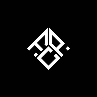 Siyah arkaplanda FCP harf logosu tasarımı. FCP yaratıcı harflerin baş harfleri logo kavramı. FCP harf tasarımı.