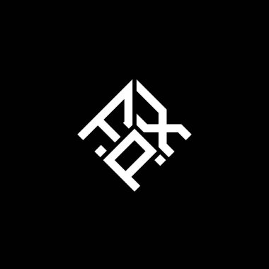 Siyah arkaplanda FPX harf logosu tasarımı. FPX yaratıcı harflerin baş harfleri logo kavramı. FPX harf tasarımı.