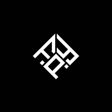 Siyah arkaplanda FPY harf logosu tasarımı. FPY yaratıcı harflerin baş harfleri logo kavramı. FPY harf tasarımı.