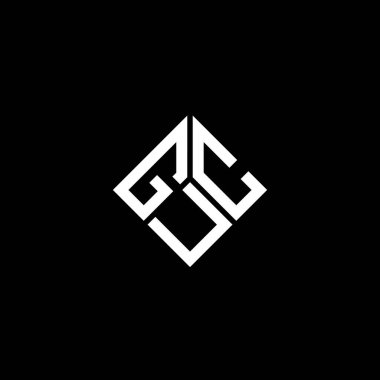 Siyah arkaplanda GUC harf logosu tasarımı. GUC yaratıcı harflerin baş harfleri logo kavramı. GUC harf tasarımı.