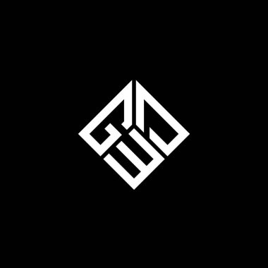 Siyah arka planda GWD harf logosu tasarımı. GWD yaratıcı harflerin baş harfleri logo kavramı. GWD harf tasarımı.