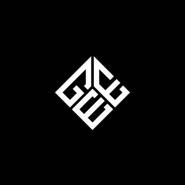 Siyah arka planda GEE harf logosu tasarımı. GEE yaratıcı harflerin baş harfleri logo kavramı. GEE harf tasarımı.