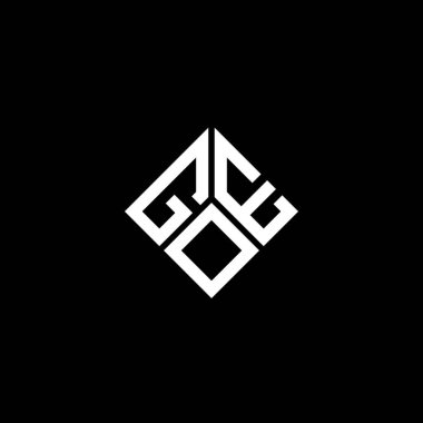 Siyah arka planda GOE harfi logo tasarımı. GOE yaratıcı harflerin baş harfleri logo kavramı. GOE harf tasarımı.