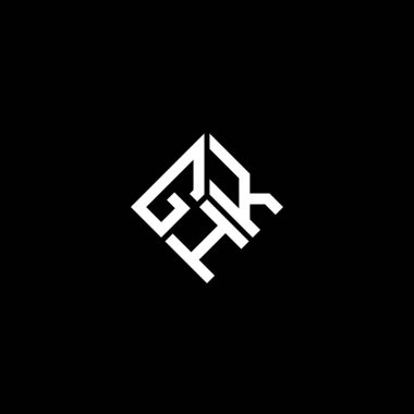 Siyah arka planda GHK harf logosu tasarımı. GHK yaratıcı harflerin baş harfleri logo kavramı. GHK harf tasarımı.