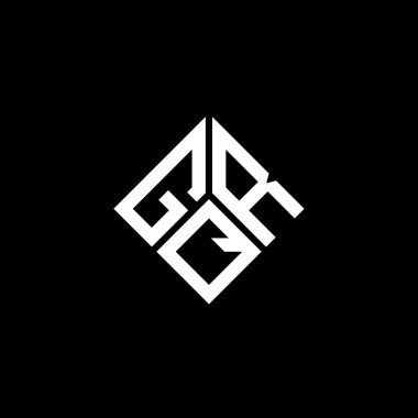 Siyah arka planda GQR harf logosu tasarımı. GQR yaratıcı harflerin baş harfleri logo kavramı. GQR harf tasarımı.