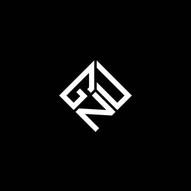 Siyah arka planda GNU harf logosu tasarımı. GNU yaratıcı harf logosu konsepti. GNU harf tasarımı.