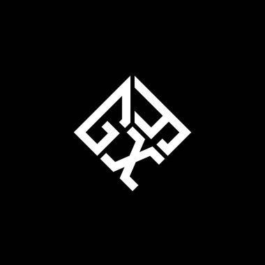 Siyah arkaplanda GXY harf logosu tasarımı. GXY yaratıcı harflerin baş harfleri logo kavramı. GXY harf tasarımı.
