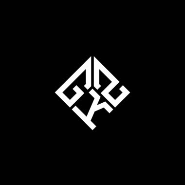 Siyah arkaplanda GKZ harf logosu tasarımı. GKZ yaratıcı harflerin baş harfleri logo kavramı. GKZ harf tasarımı.