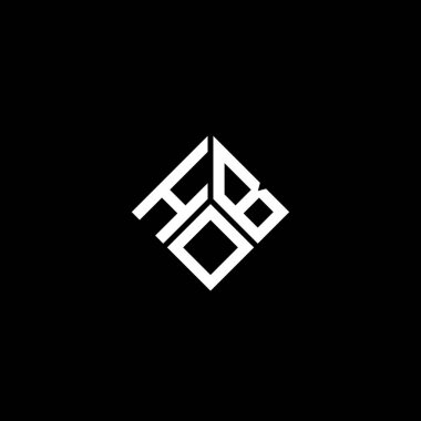 Siyah arka planda HOB harfi logo tasarımı. HOB yaratıcı harflerin baş harfleri logo kavramı. HOB harf tasarımı.