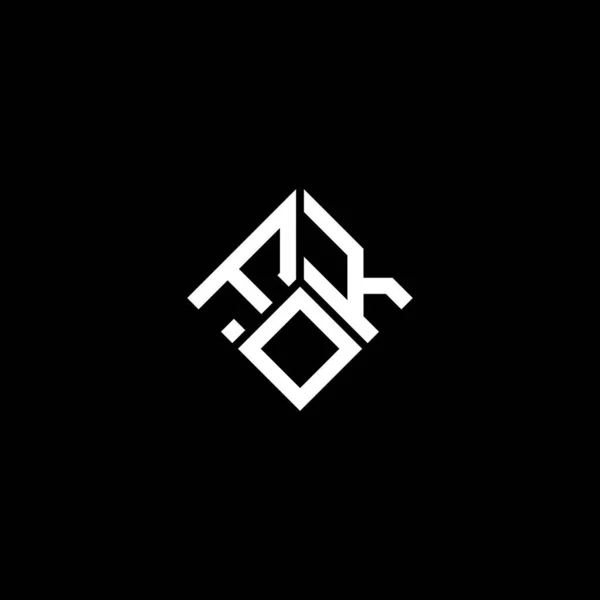 Diseño Del Logotipo Letra Fok Sobre Fondo Negro Fok Iniciales — Vector de stock