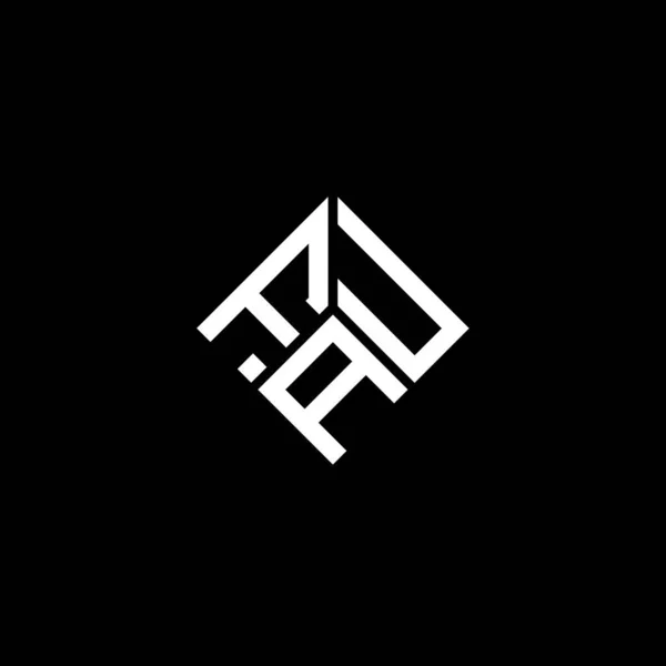 Diseño Del Logotipo Letra Fau Sobre Fondo Negro Fau Iniciales — Archivo Imágenes Vectoriales