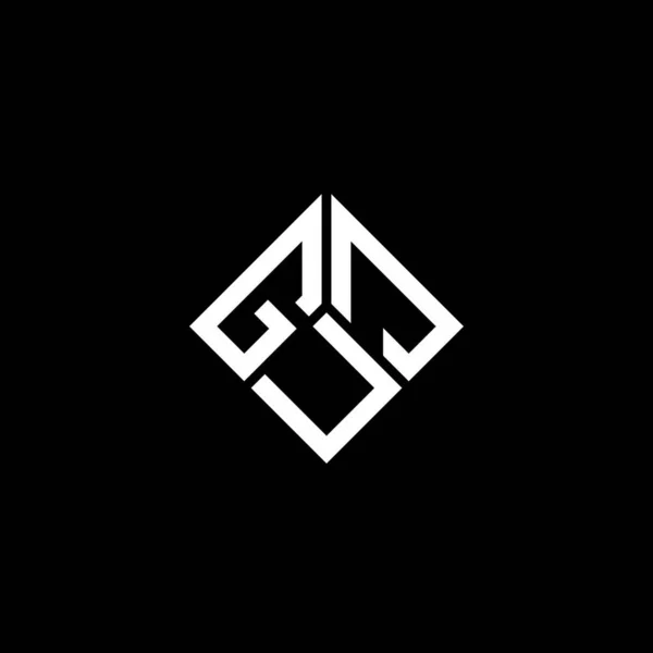 黑色背景上的Guj字母标识设计 Guj创意首字母首字母标识概念 Guj字母设计 — 图库矢量图片