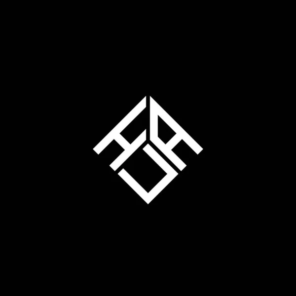 Diseño Del Logotipo Letra Hua Sobre Fondo Negro Hua Iniciales — Vector de stock