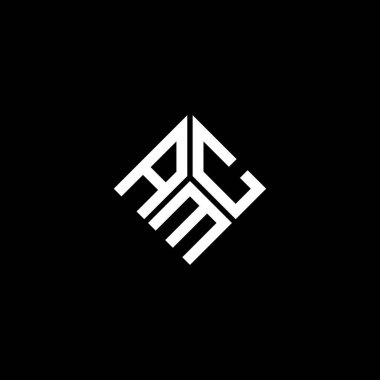Siyah arka planda AMC harf logosu tasarımı. AMC yaratıcı harflerin baş harfleri logo kavramı. AMC harf tasarımı.