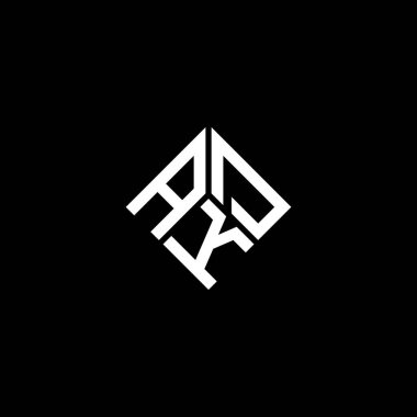 Siyah arka planda AKD harf logosu tasarımı. AKD yaratıcı harflerin baş harfleri logo kavramı. AKD harf tasarımı.