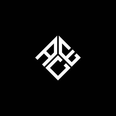Siyah arka planda ACE harf logosu tasarımı. ACE yaratıcı harflerin baş harfleri logo kavramı. ACE harf tasarımı.