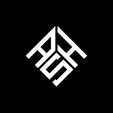 Siyah arka planda ASH harf logosu tasarımı. ASH yaratıcı harflerin baş harfleri logo kavramı. ASH harf tasarımı.