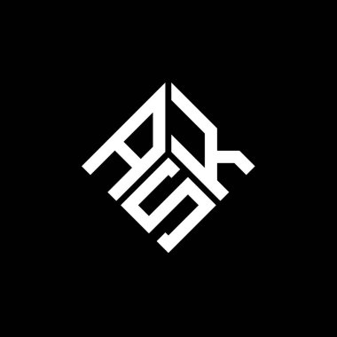 Siyah arka planda ASK harf logosu tasarımı. Yaratıcı harflerin baş harfleri logo konseptini sor. ASK harf tasarımı.