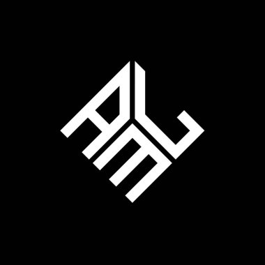 Siyah arka planda AML harf logosu tasarımı. AML yaratıcı harflerin baş harfleri logo kavramı. AML harf tasarımı.