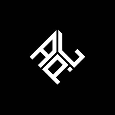 Siyah arka planda APL harf logosu tasarımı. APL yaratıcı harflerin baş harfleri logo kavramı. APL harf tasarımı.