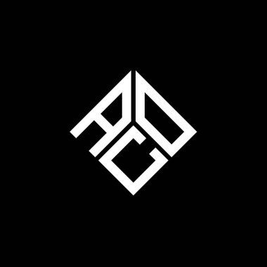 Siyah arka planda ACO harf logosu tasarımı. ACO yaratıcı harflerin baş harfleri logo kavramı. ACO harf tasarımı.