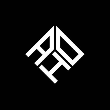 Siyah arka planda AHO harf logosu tasarımı. AHO yaratıcı harf logosu konsepti. AHO harf tasarımı.