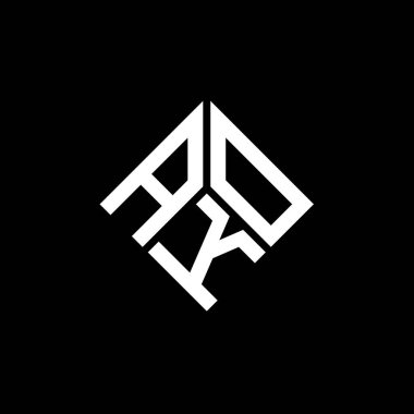 Siyah arka planda AKO harf logosu tasarımı. AKO yaratıcı harflerin baş harfleri logo kavramı. AKO harf tasarımı.
