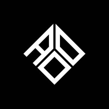 Siyah arka planda AOO harfi logo tasarımı. Yaratıcı harflerin baş harfleri logo konsepti. AOO harf tasarımı.