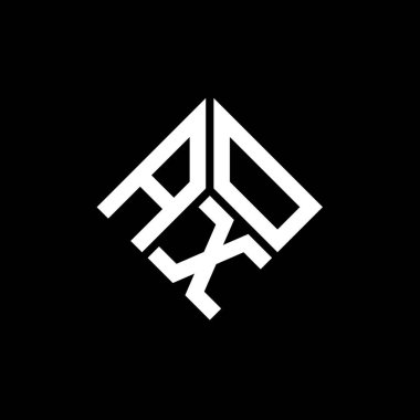 Siyah arka planda AXO harf logosu tasarımı. AXO yaratıcı harflerin baş harfleri logo kavramı. AXO harf tasarımı.