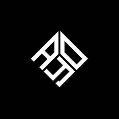 Siyah arka planda AYO harf logosu tasarımı. AYO yaratıcı harflerin baş harfleri logo kavramı. AYO harf tasarımı.