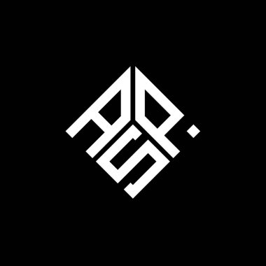 ASP harfi logo tasarımı siyah arkaplan üzerine. ASP yaratıcı harflerin baş harfleri logo kavramı. ASP harf tasarımı.