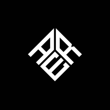 Siyah arka planda AER harf logosu tasarımı. AER yaratıcı harfler logosu konsepti. AER harf tasarımı.