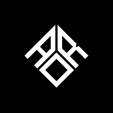 Siyah arkaplanda AOR harf logosu tasarımı. AOR yaratıcı harflerin baş harfleri logo kavramı. AOR harf tasarımı.