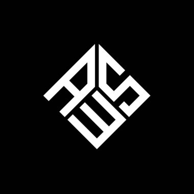 Siyah arka planda AWS harfi logo tasarımı. AWS yaratıcı harf logosu konsepti. AWS harf tasarımı.