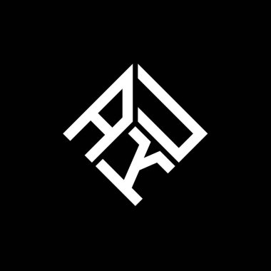 Siyah arka planda AKU harf logosu tasarımı. AKU yaratıcı harflerin baş harfleri logo kavramı. AKU harf tasarımı.
