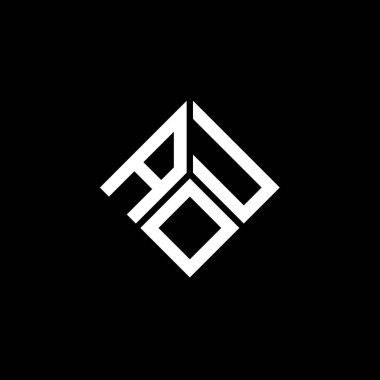 Siyah arka planda AOU harf logosu tasarımı. AOU yaratıcı harf logosu konsepti. AOU harf tasarımı.