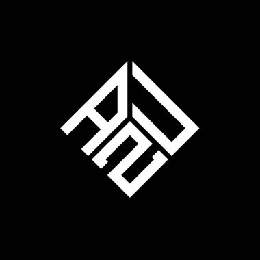 Siyah arka planda AZU harf logosu tasarımı. AZU yaratıcı harflerin baş harfleri logo kavramı. AZU harf tasarımı.