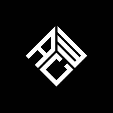 Siyah arka planda ACW harf logosu tasarımı. ACW yaratıcı harflerin baş harfleri logo kavramı. ACW harf tasarımı.