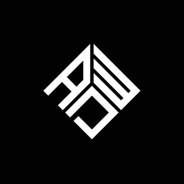 Siyah arka planda ADW harf logosu tasarımı. ADW yaratıcı harflerin baş harfleri logo konsepti. ADW harf tasarımı.