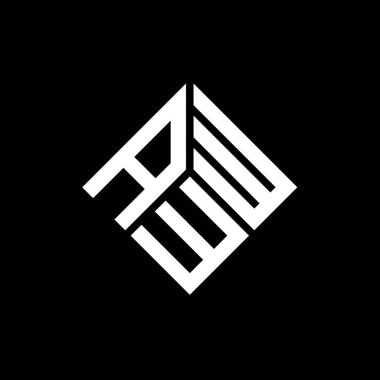 Siyah arka planda AWW harf logosu tasarımı. AWW yaratıcı harflerin baş harfleri logo kavramı. AWW harf tasarımı.