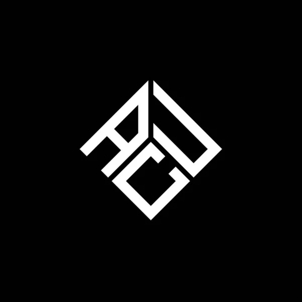 Diseño Del Logotipo Letra Acu Sobre Fondo Negro Acu Iniciales — Vector de stock
