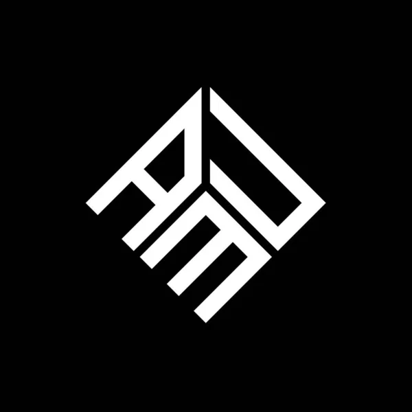 Logo Amu Lettera Disegno Sfondo Nero Amu Creativo Iniziali Lettera — Vettoriale Stock