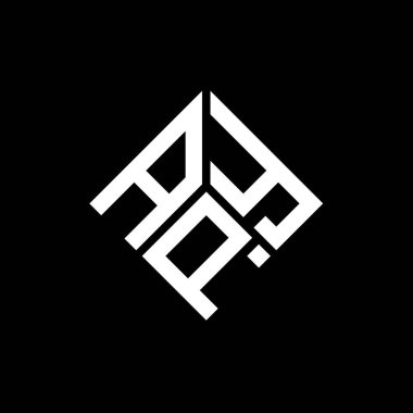 Siyah arka planda APY mektup logosu tasarımı. APY yaratıcı harflerin baş harfleri logo kavramı. APY harf tasarımı.