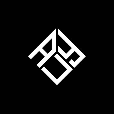Siyah arka planda AUY harf logosu tasarımı. AUY yaratıcı harfler logosu konsepti. AUY harf tasarımı.