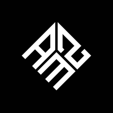 Siyah arka planda AMZ harf logosu tasarımı. AMZ yaratıcı harflerin baş harfleri logo kavramı. AMZ harf tasarımı.
