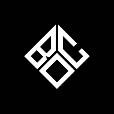 Siyah arka planda BOC harfi logo tasarımı. BOC yaratıcı harflerin baş harfleri logo kavramı. BOC harf tasarımı.