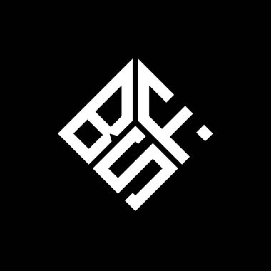 Siyah arka planda BSF harf logosu tasarımı. BSF yaratıcı harflerin baş harfleri logo kavramı. BSF harf tasarımı.